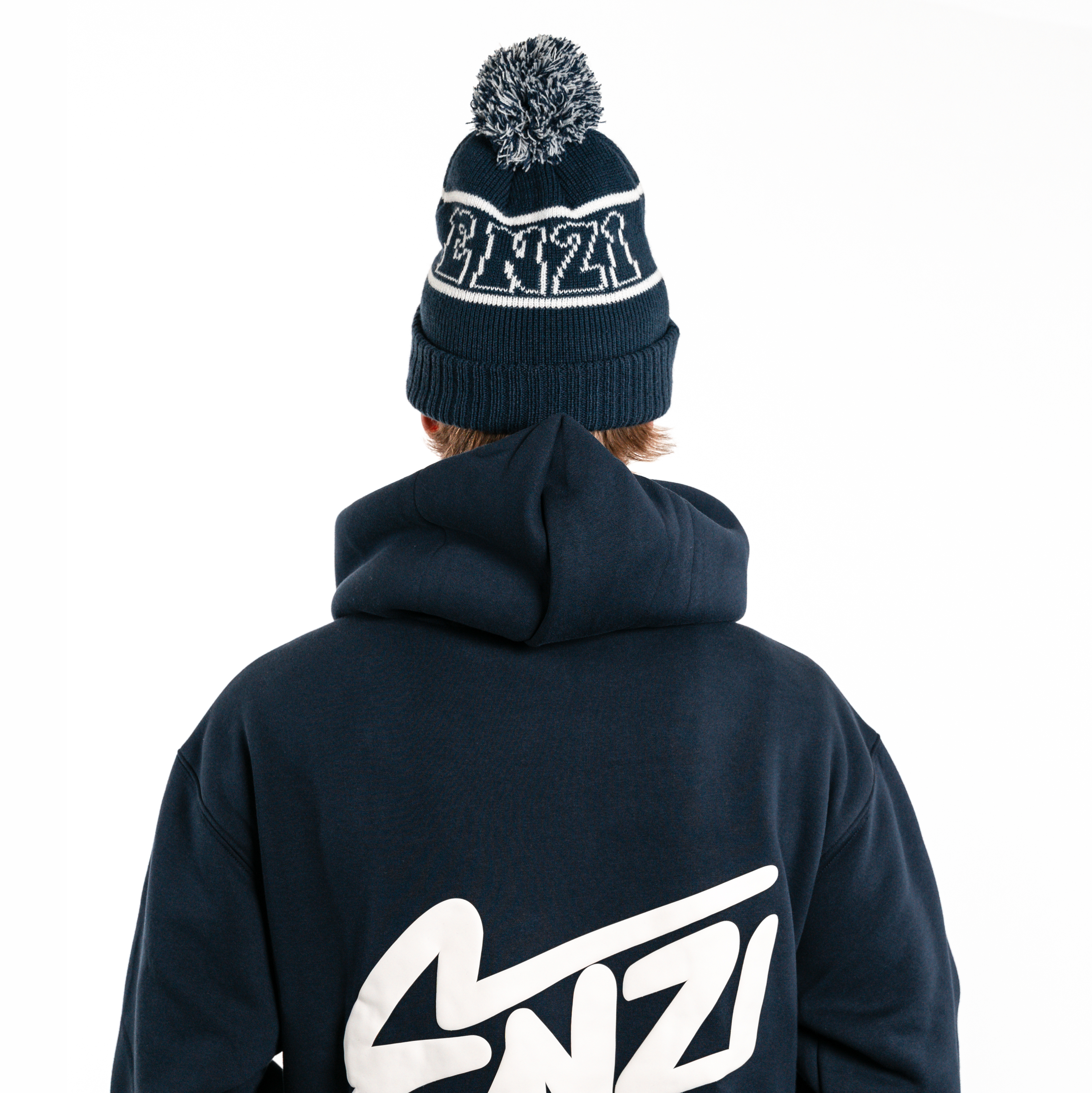 NAVY BLUE "ENZI" POM BEANIE