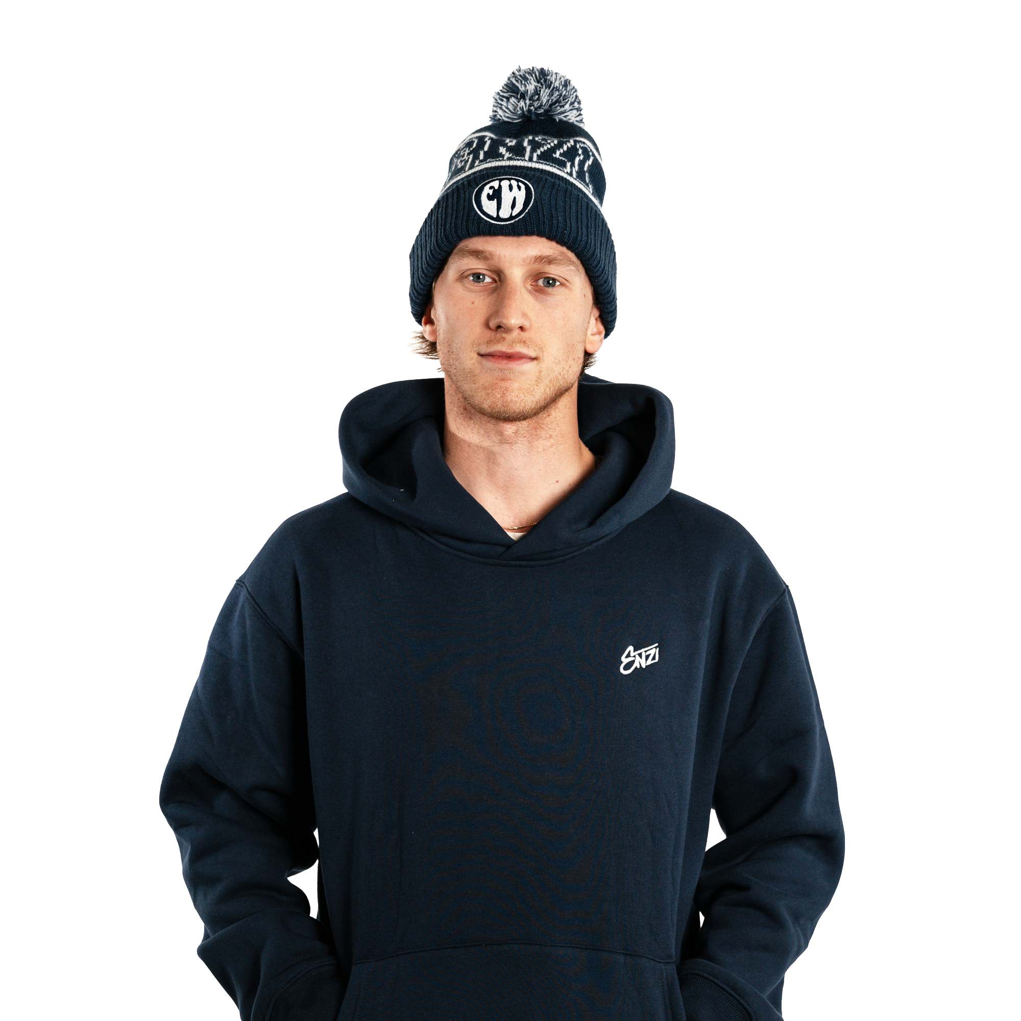 NAVY BLUE "ENZI" POM BEANIE